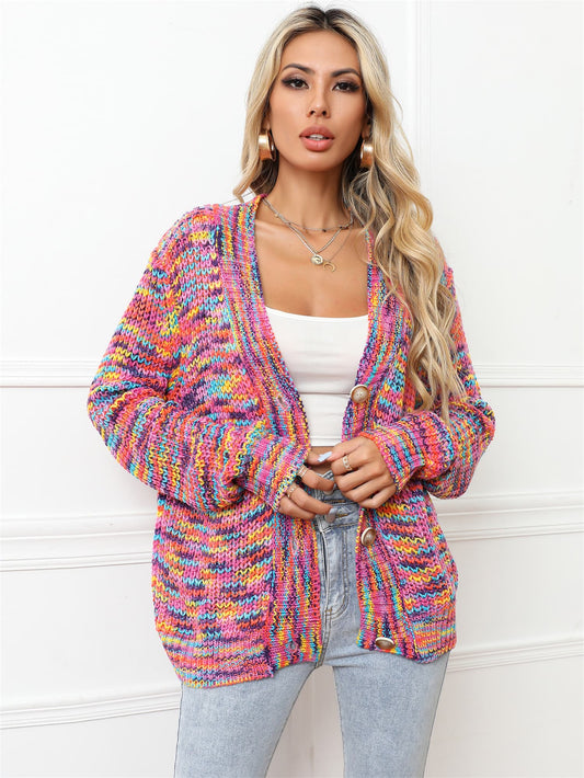 V-Neck Long Sleeve Cardigan - Enchanting Top