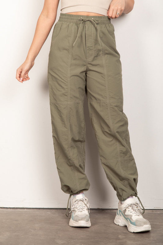 VERY J Drawstring Woven Parachute Joggers - Enchanting Top