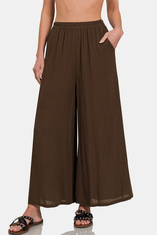 Zenana Woven Wide Leg Pants With Pockets - Enchanting Top